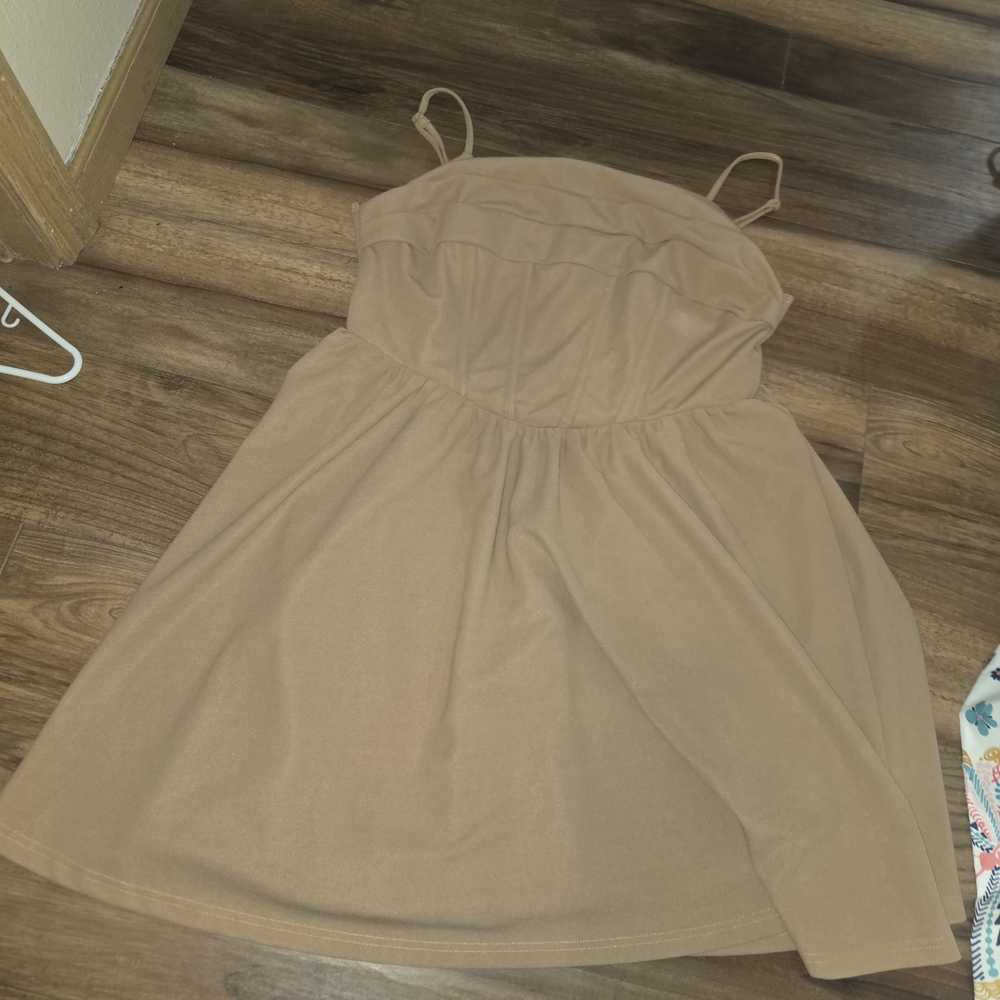 Tan Spaghetti Strap Dress